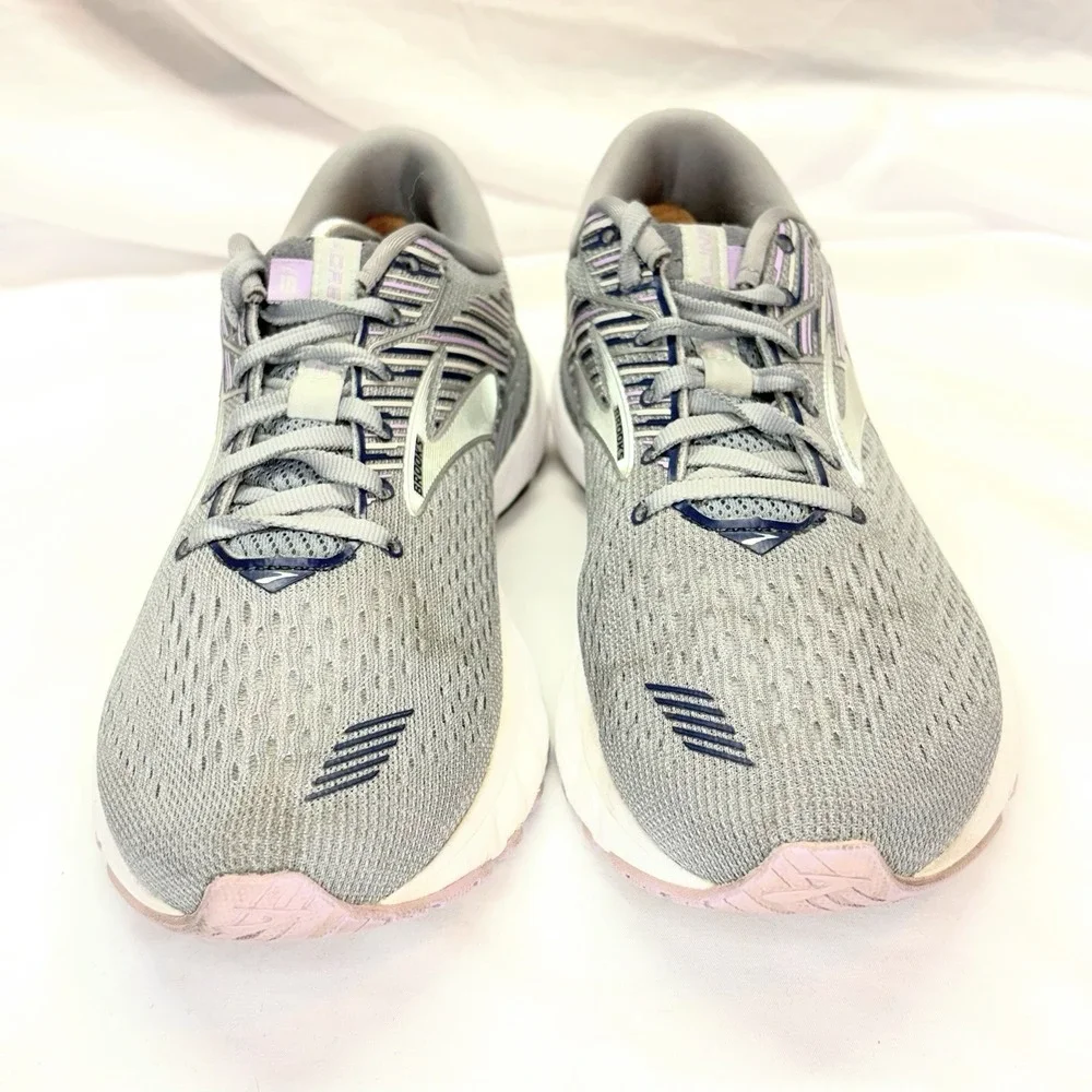 Brooks Adrenaline GTS 19 Shoes Womens 9.5 B Gray Purple‎ Running Sneaker Support